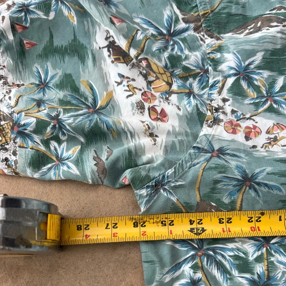 Vintage J. Crew Hawaiian Shirt - Bora Bora Huts & Palm Trees